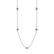 18ct White Gold Whitby Jet Star Link Disc Chain Necklace, N744.