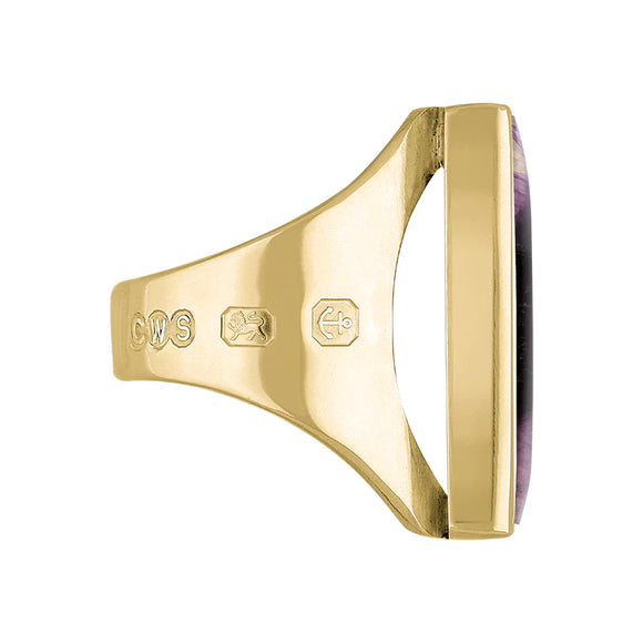 18ct Yellow Gold Blue John Hallmark Medium Oblong Ring