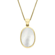 18ct Yellow Gold Blue John White Mother Of Pearl Small Double Sided Fob Necklace, P832_2.