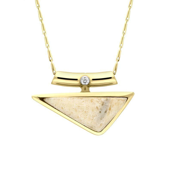 18ct Yellow Gold Coquina Diamond Unique Triangle Necklace, PUNQ0003689