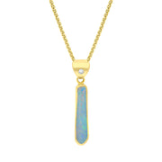 18ct Yellow Gold Diamond 0.03ct Opal Oblong Necklace PUNQ0001207.