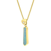 18ct Yellow Gold Diamond 0.03ct Opal Oblong Necklace