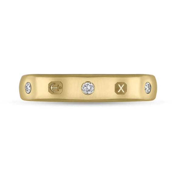 18ct Yellow Gold 0.15ctiamond Queen's Jubilee Hallmark 4mm Ring D