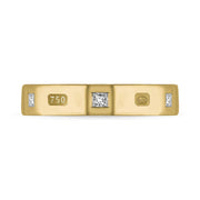 18ct Yellow Gold 0.18ct Diamond Queen's Jubilee Hallmark Princess Cut 4mm Ring D