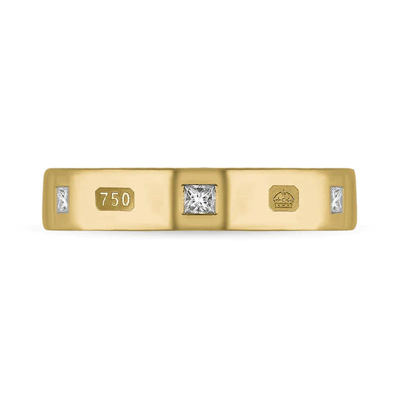 18ct Yellow Gold 0.18ct Diamond Queen's Jubilee Hallmark Princess Cut 4mm Ring D
