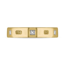 18ct Yellow Gold 0.18ct Diamond Queen's Jubilee Hallmark Princess Cut 4mm Ring D