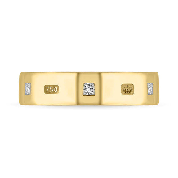 18ct Yellow Gold 0.24ct Diamond Queen's Jubilee Hallmark Princess Cut 5mm Ring D