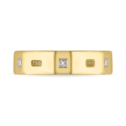 18ct Yellow Gold 0.24ct Diamond Queen's Jubilee Hallmark Princess Cut 5mm Ring D