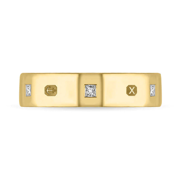 18ct Yellow Gold 0.24ct Diamond Queen's Jubilee Hallmark Princess Cut 5mm Ring D
