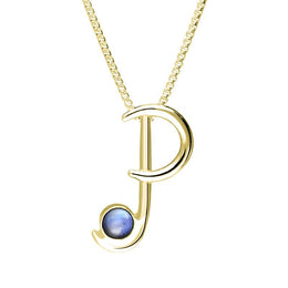 18ct Yellow Gold Moonstone Love Letters Initial P Necklace, P3463
