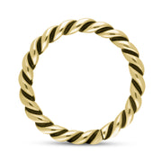 9ct Yellow Gold Stepping Stones Twisted Rope Stacking Ring, R617.