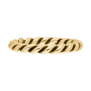 18ct Yellow Gold Stepping Stones Twisted Rope Stacking Ring, R617.