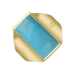 18ct Yellow Gold Turquoise Hallmark Small Oblong Ring. R221_FH