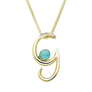 18ct Yellow Gold Turquoise Love Letters Initial G Necklace, P3454.