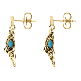 18ct Yellow Gold Turquoise Owl Stud Earrings E2329