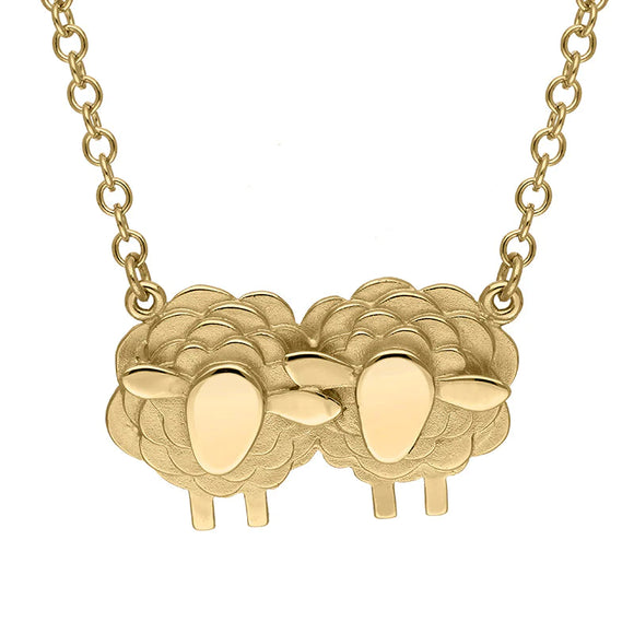 18ct Yellow Gold Two Large Sheep Necklace, N1138.