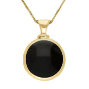 18ct Yellow Gold Whitby Jet Blue John Double Sided Round Dinky Fob Necklace, P218.