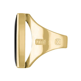 18ct Yellow Gold Whitby Jet Hallmark Medium Square Ring