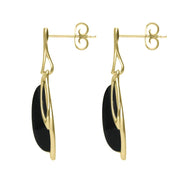 18ct Yellow Gold Whitby Jet Open Marquise Drop Earrings, E2437_2