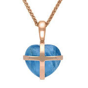 18ct Rose Gold Aquamarine Small Cross Heart Necklace, P1544.