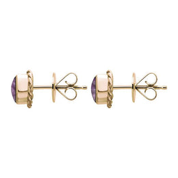 18ct Rose Gold Blue John Round Twist Edge Stud Earrings. E134_2
