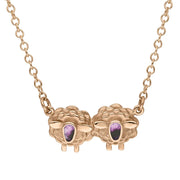 18ct Rose Gold Blue John Two Sheep Necklace, N1142.