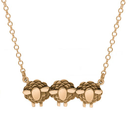 18ct Rose Gold Three Sheep Necklace, N1137.