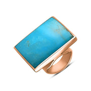 18ct Rose Gold Turquoise Large Square Ring, R605.
