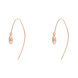 18ct Rose Gold Turquoise Star Disc Drop Earrings, E1371.