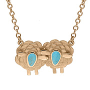 18ct Rose Gold Turquoise Two Large Sheep Necklace