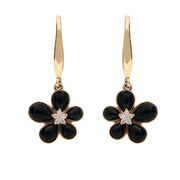 18ct Rose Gold Whitby Jet Diamond Small Flower Two Piece Set