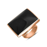 18ct Rose Gold Whitby Jet Large Square Ring, R605.