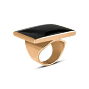 18ct Rose Gold Whitby Jet Large Square Ring, R605_2