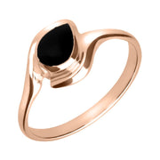 18ct Rose Gold Whitby Jet Offset Pear Ring
