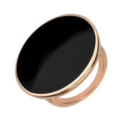 18ct Rose Gold Whitby Jet Round Ring, R652