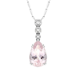18ct White Gold 3.83ct Kunzite Diamond Pear Shaped Necklace PUNQ0000007