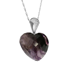 18ct White Gold Blue John 0.23ct Diamond Unique Heart Necklace PUNQ0001664