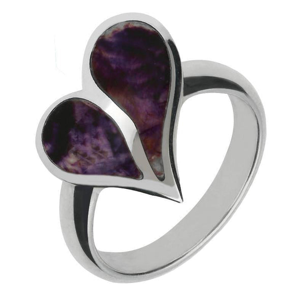 18ct White Gold Blue John Split Heart Ring, R651