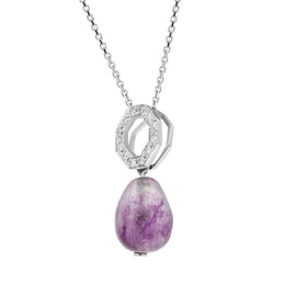 18ct White Gold Blue John Unique Diamond Egg Drop Necklace PUNQ0000136