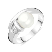 18ct White Gold Diamond Pearl Wrap Ring 37/28