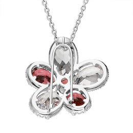 18ct White Gold Kunzite Tourmaline Diamond Flower Necklace