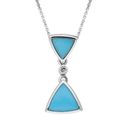 18ct White Gold Turquoise Diamond Double Curved Triangle Necklace P1051C