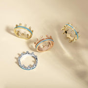 18ct White Gold Turquoise Diamond Tiara Band Ring. R1233.