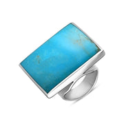 18ct White Gold Turquoise Large Square Ring, R605.
