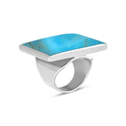 18ct White Gold Turquoise Large Square Ring, R60_2