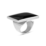 18ct White Gold Whitby Jet Large Square Ring, R605_2