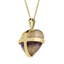 18ct Yellow Gold Blue John Unique Cross Heart Necklace. PUNQ0005542