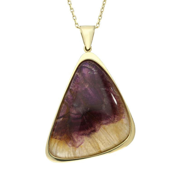 18ct Yellow Gold Blue John Abstract Curved Triangle Necklace PUNQ0005543