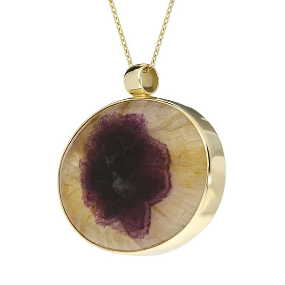 18ct Yellow Gold Blue John Unique Large Oval Necklace PUNQ0005547