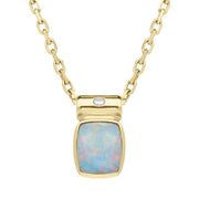 18ct Yellow Gold Opal Diamond Bail Unique Necklace UPOP171